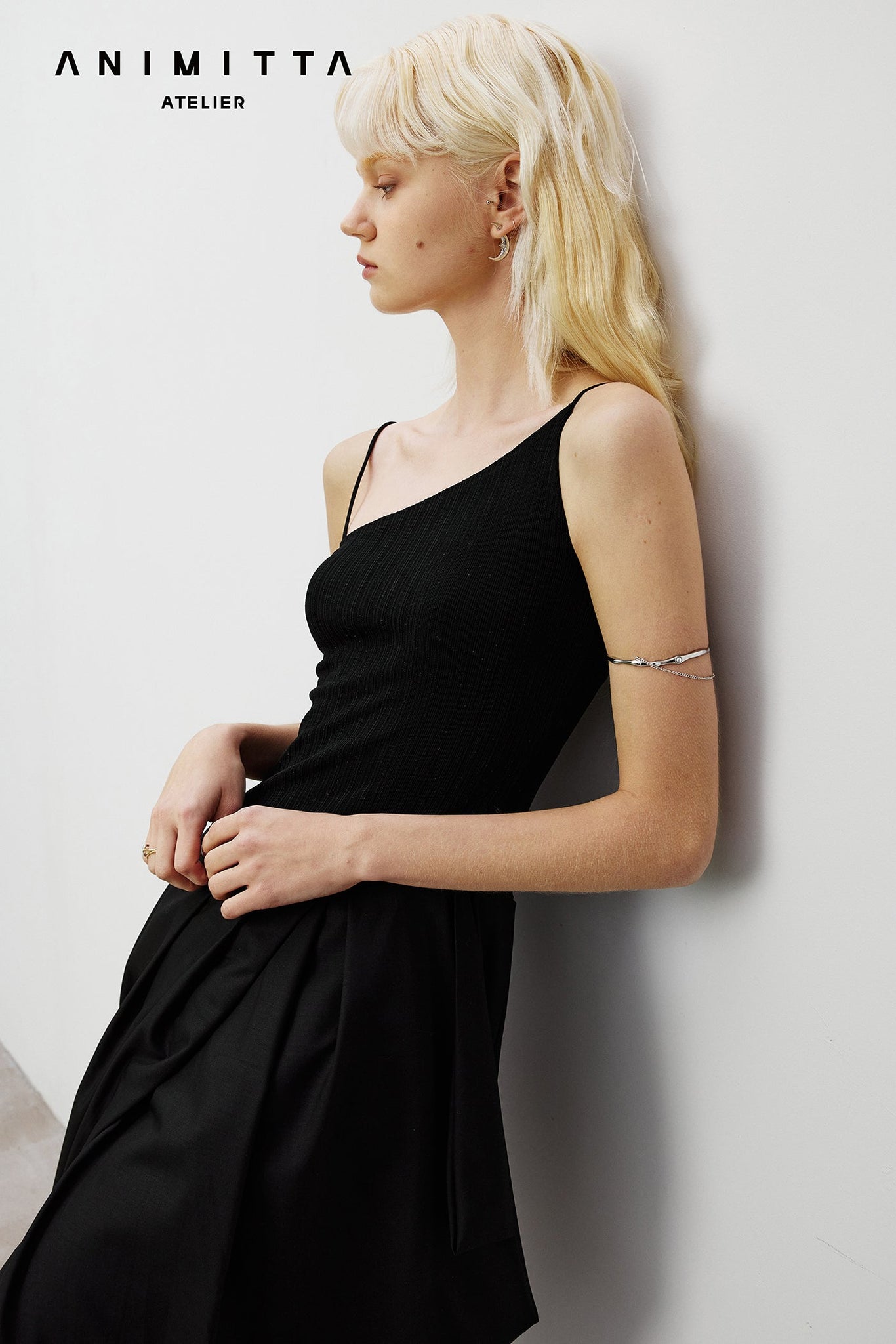 White knitted patchwork irregular dress