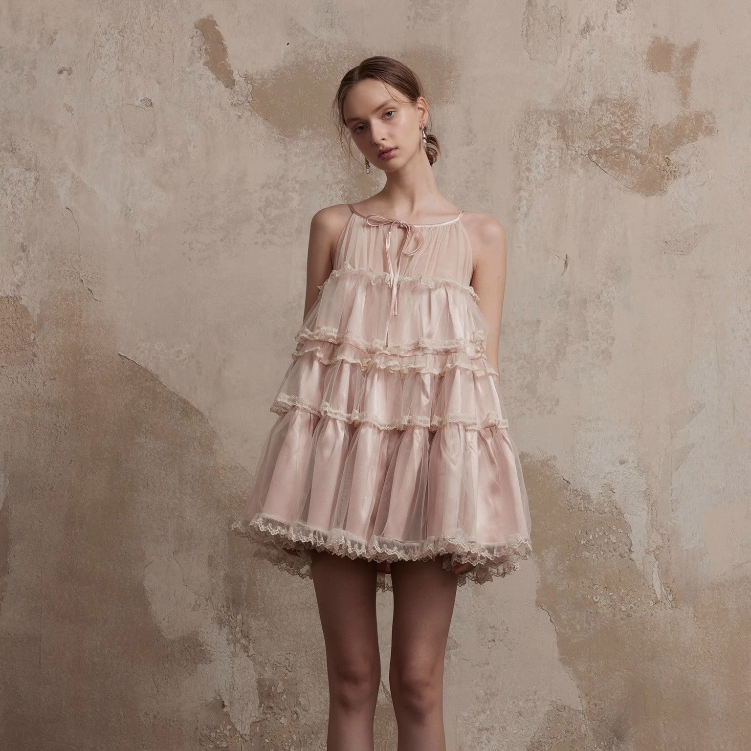 Fa Sogno Original Pink Lace Dance Doll Dress Wealthy Girl Dress Princess Dress Strap Skirt
