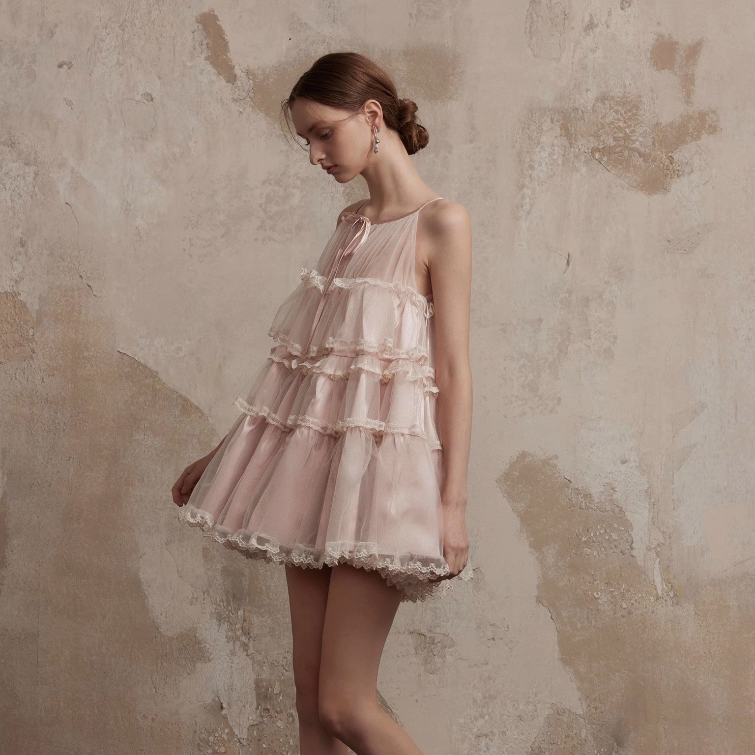 Fa Sogno Original Pink Lace Dance Doll Dress Wealthy Girl Dress Princess Dress Strap Skirt
