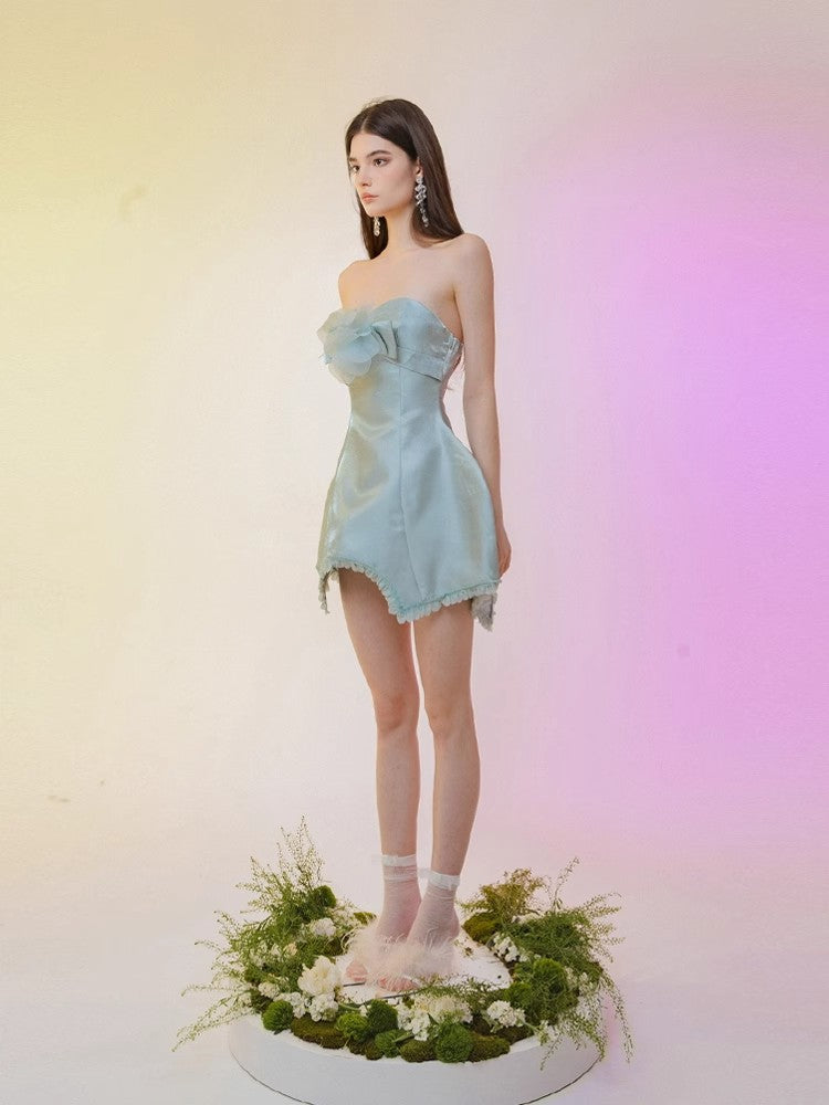 BloominGirls original birthday dress satin strapless dress exquisite temperament princess floral bud dress