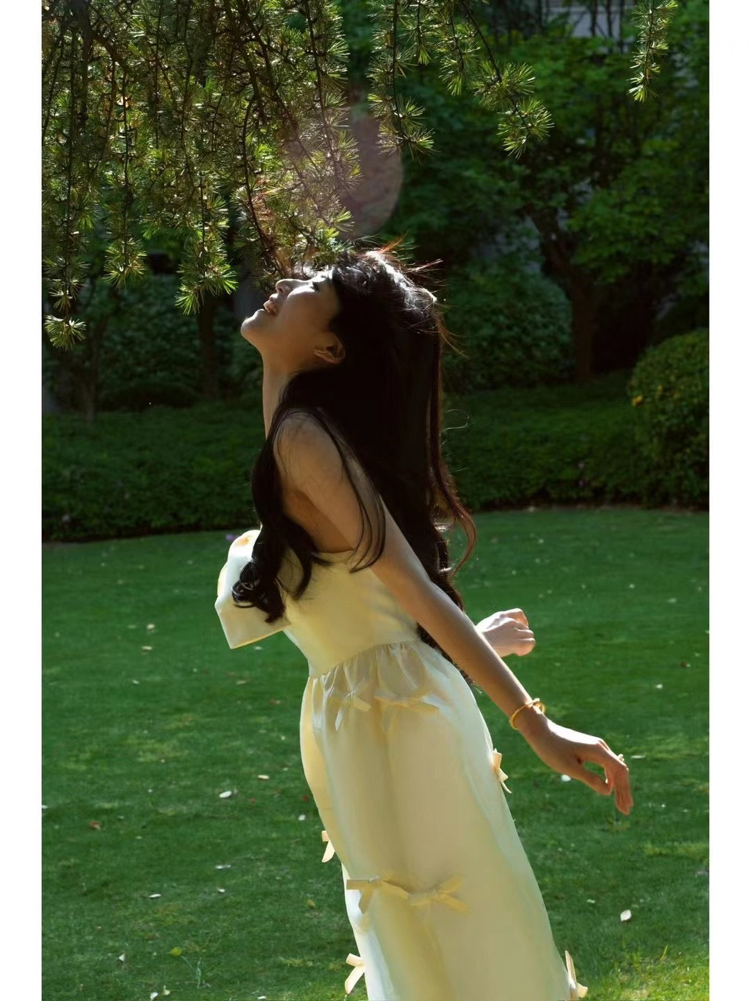 White Silk bow dress