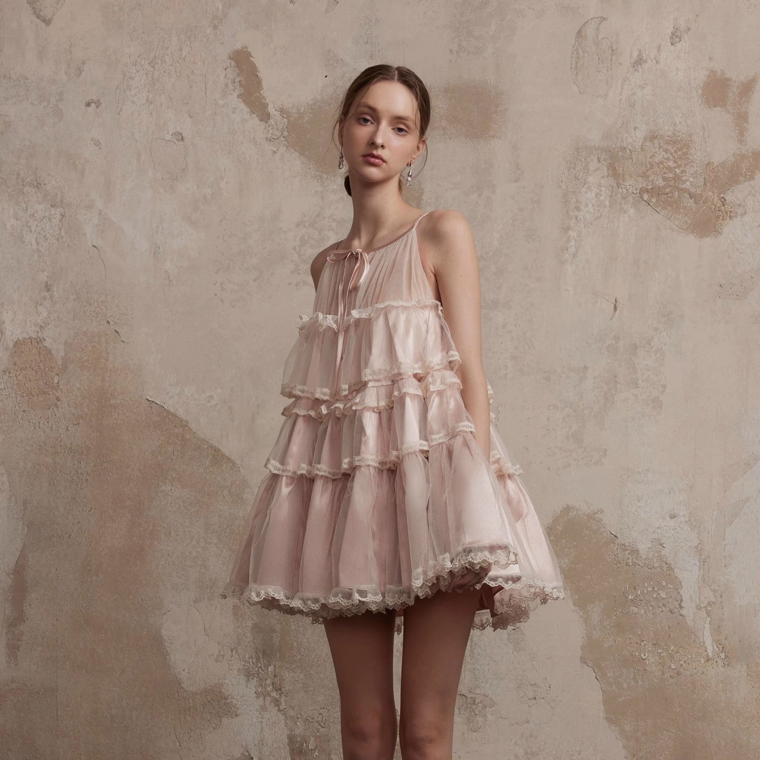 Fa Sogno Original Pink Lace Dance Doll Dress Wealthy Girl Dress Princess Dress Strap Skirt