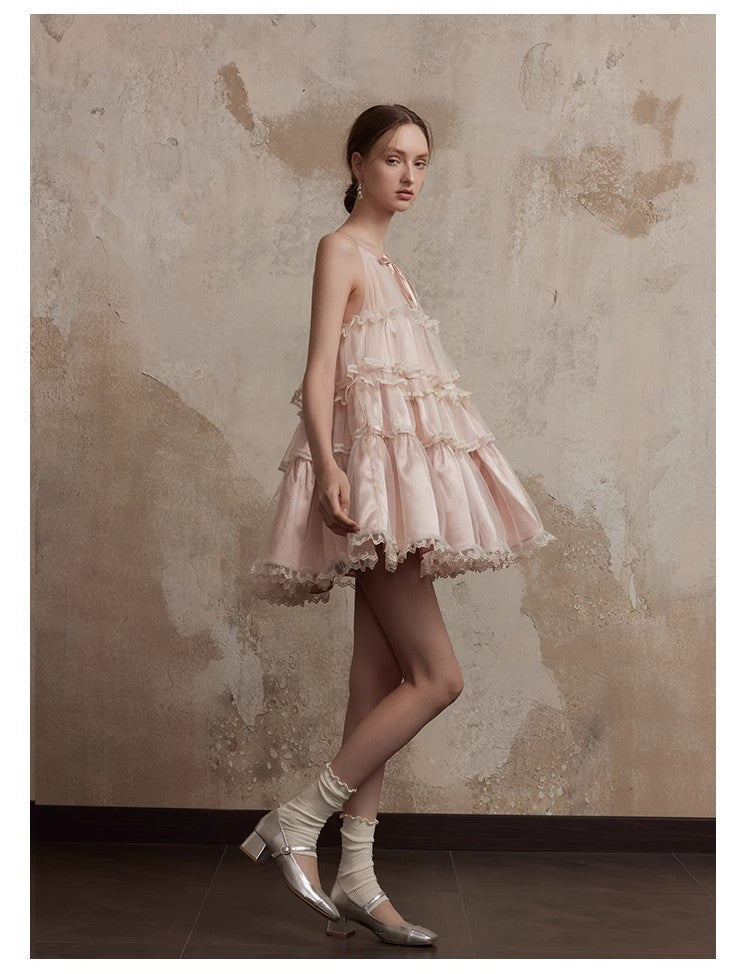 Fa Sogno Original Pink Lace Dance Doll Dress Wealthy Girl Dress Princess Dress Strap Skirt