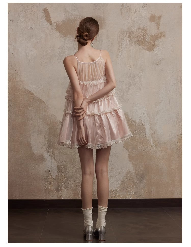 Fa Sogno Original Pink Lace Dance Doll Dress Wealthy Girl Dress Princess Dress Strap Skirt