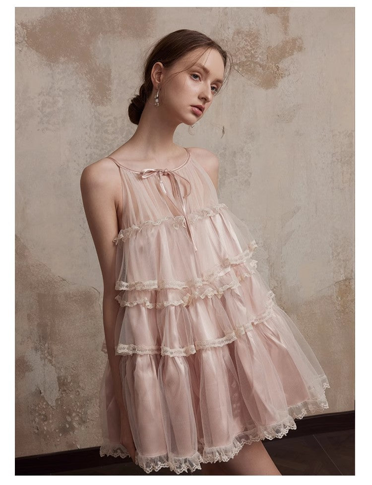 Fa Sogno Original Pink Lace Dance Doll Dress Wealthy Girl Dress Princess Dress Strap Skirt