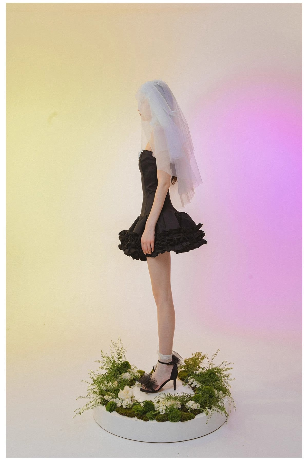 BloominGirls 2025 original black bow strapless dress, mini dress, fluffy dress, cake dress