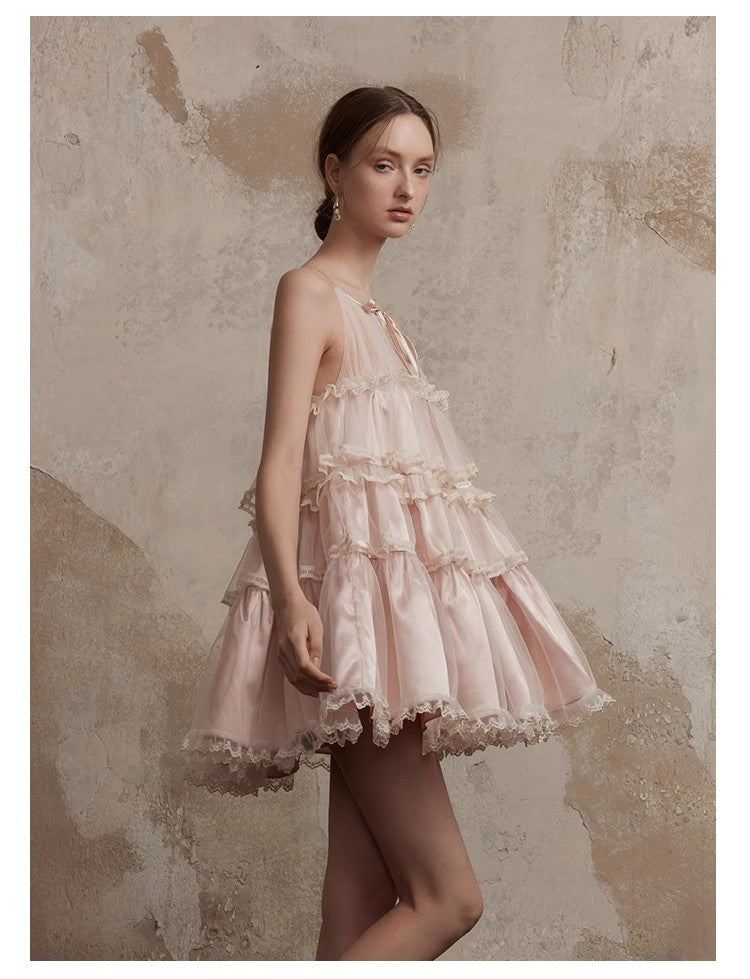 Fa Sogno Original Pink Lace Dance Doll Dress Wealthy Girl Dress Princess Dress Strap Skirt