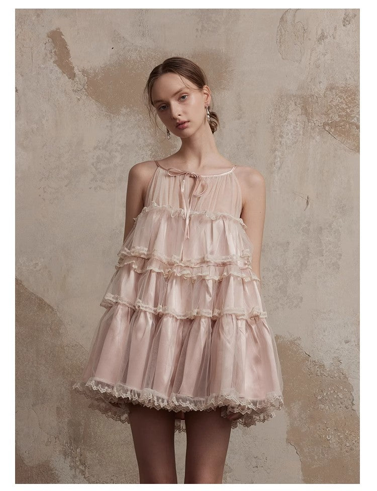 Fa Sogno Original Pink Lace Dance Doll Dress Wealthy Girl Dress Princess Dress Strap Skirt