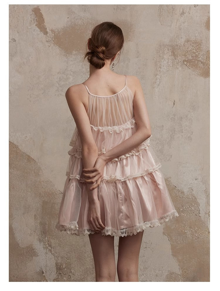 Fa Sogno Original Pink Lace Dance Doll Dress Wealthy Girl Dress Princess Dress Strap Skirt