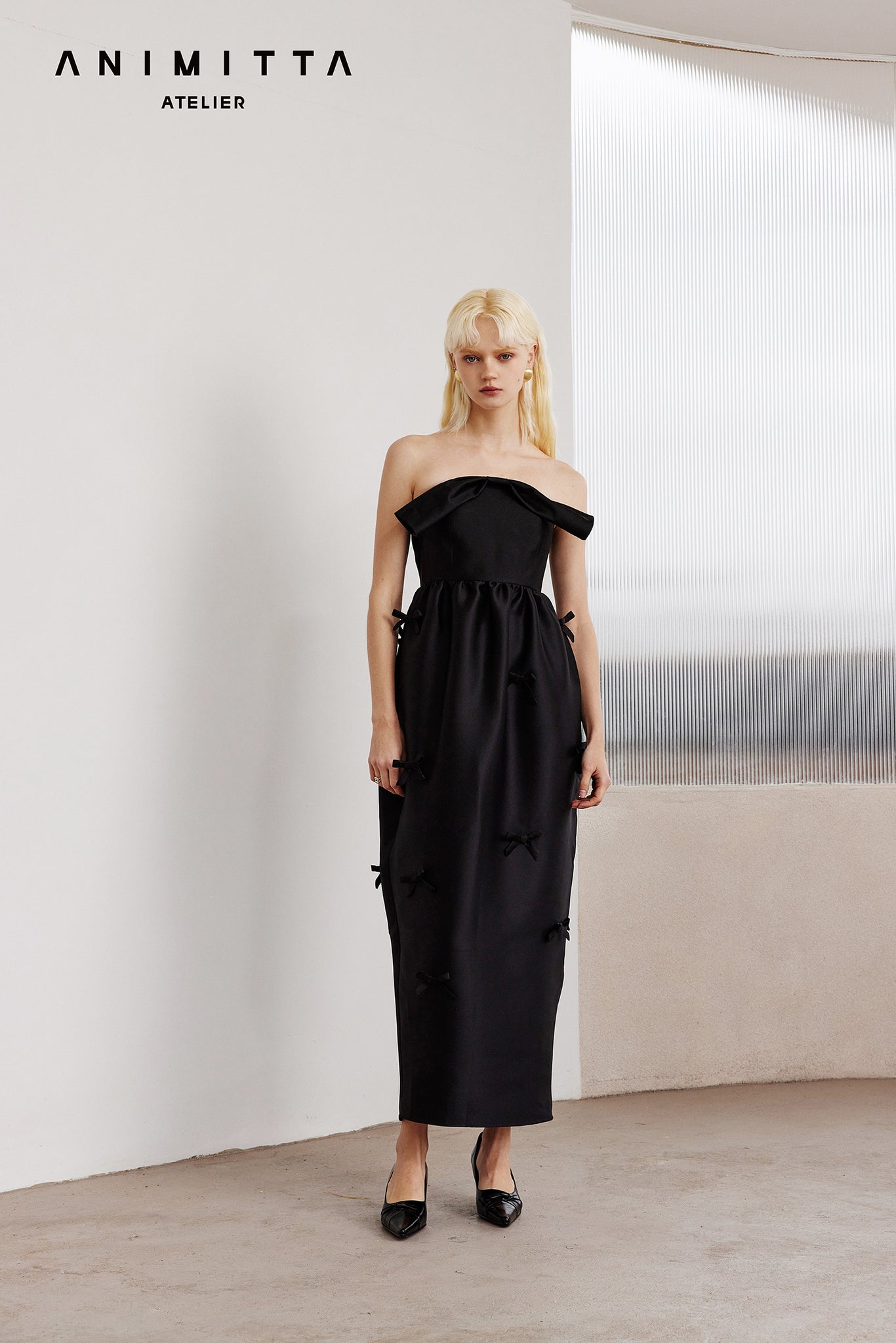Black Silk bow dress