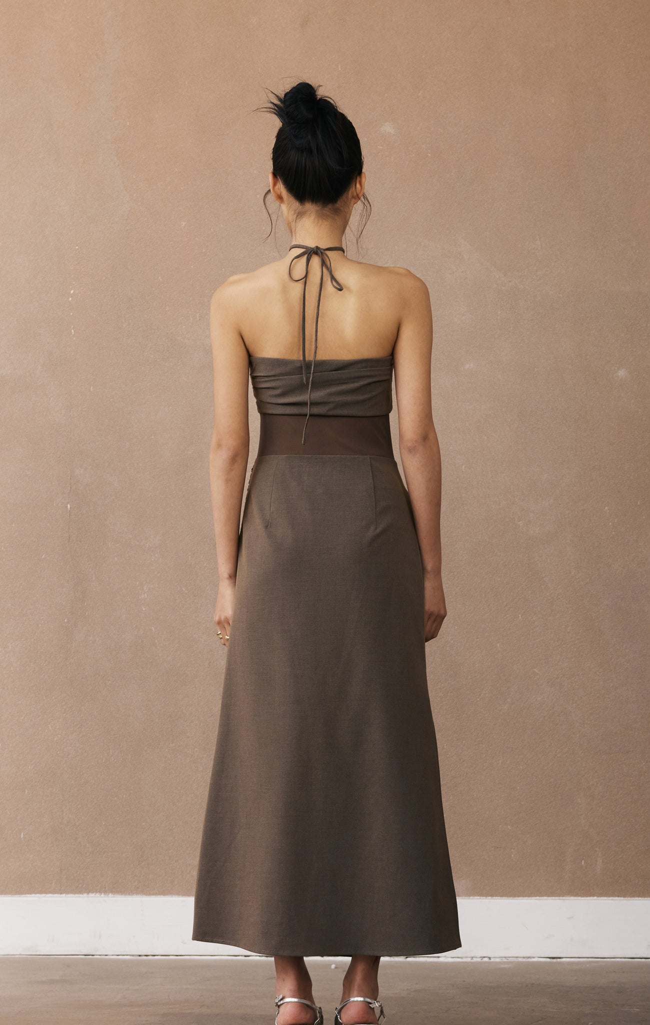Pleated strapless dress