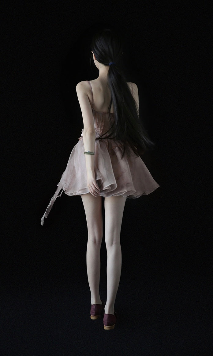 Rose Flower Tiered Skirt Dress
