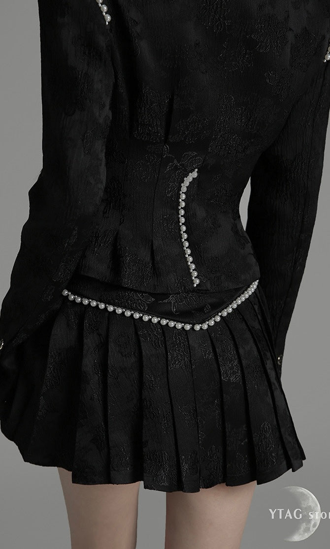 Jacquard Set with Pearl Embellishments