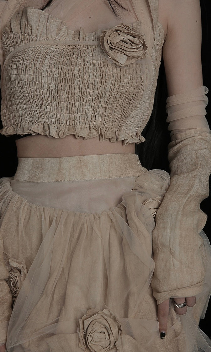 Rose Linen Natural Fabric Set
