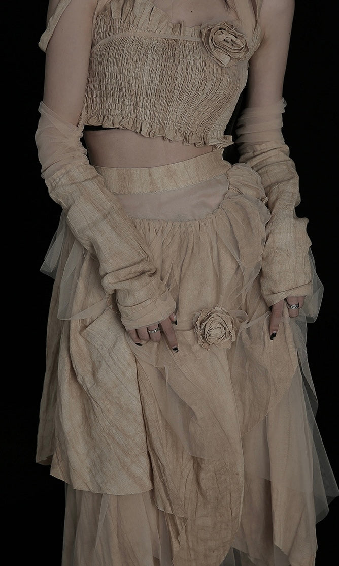Rose Linen Natural Fabric Set