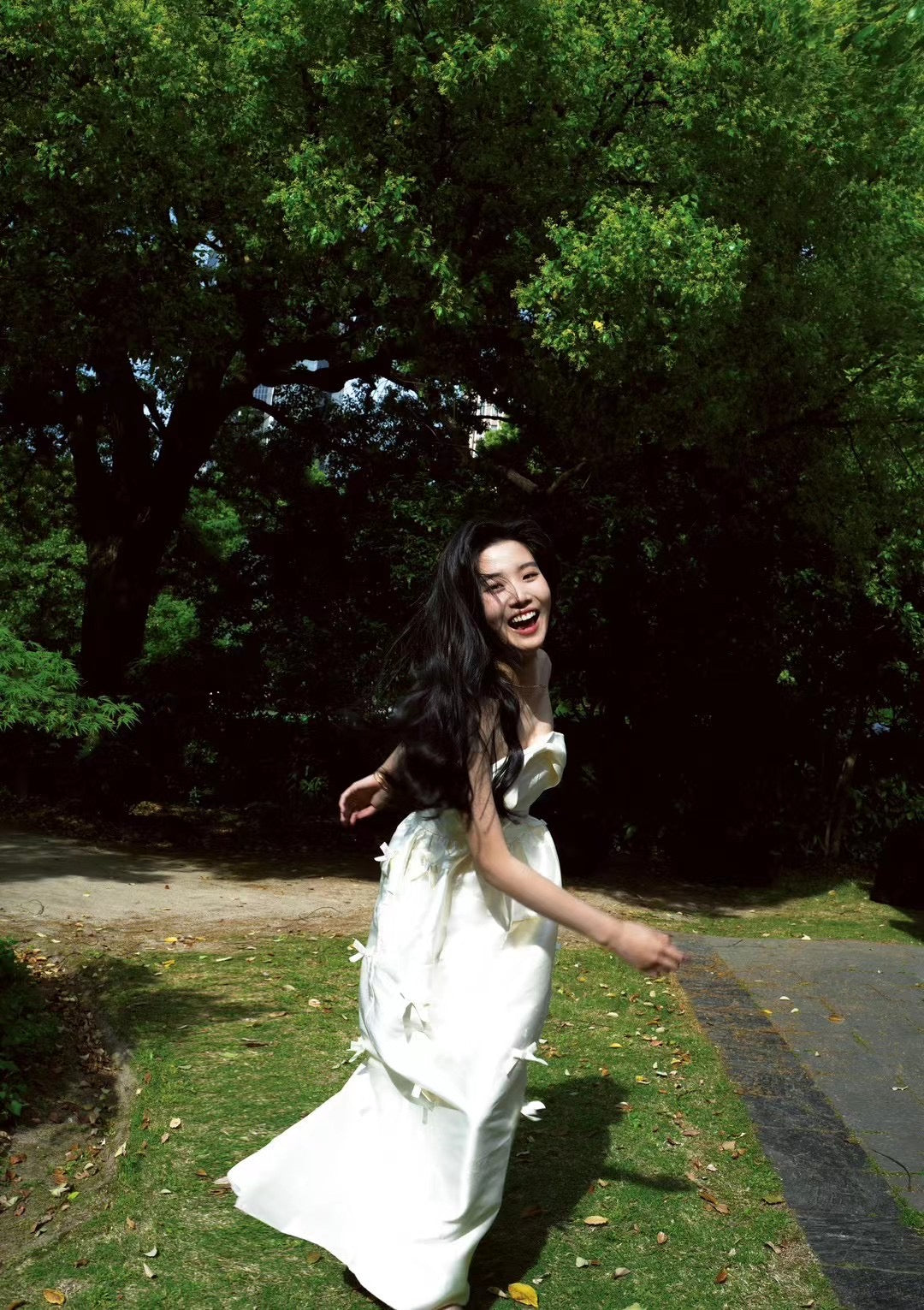 White Silk bow dress