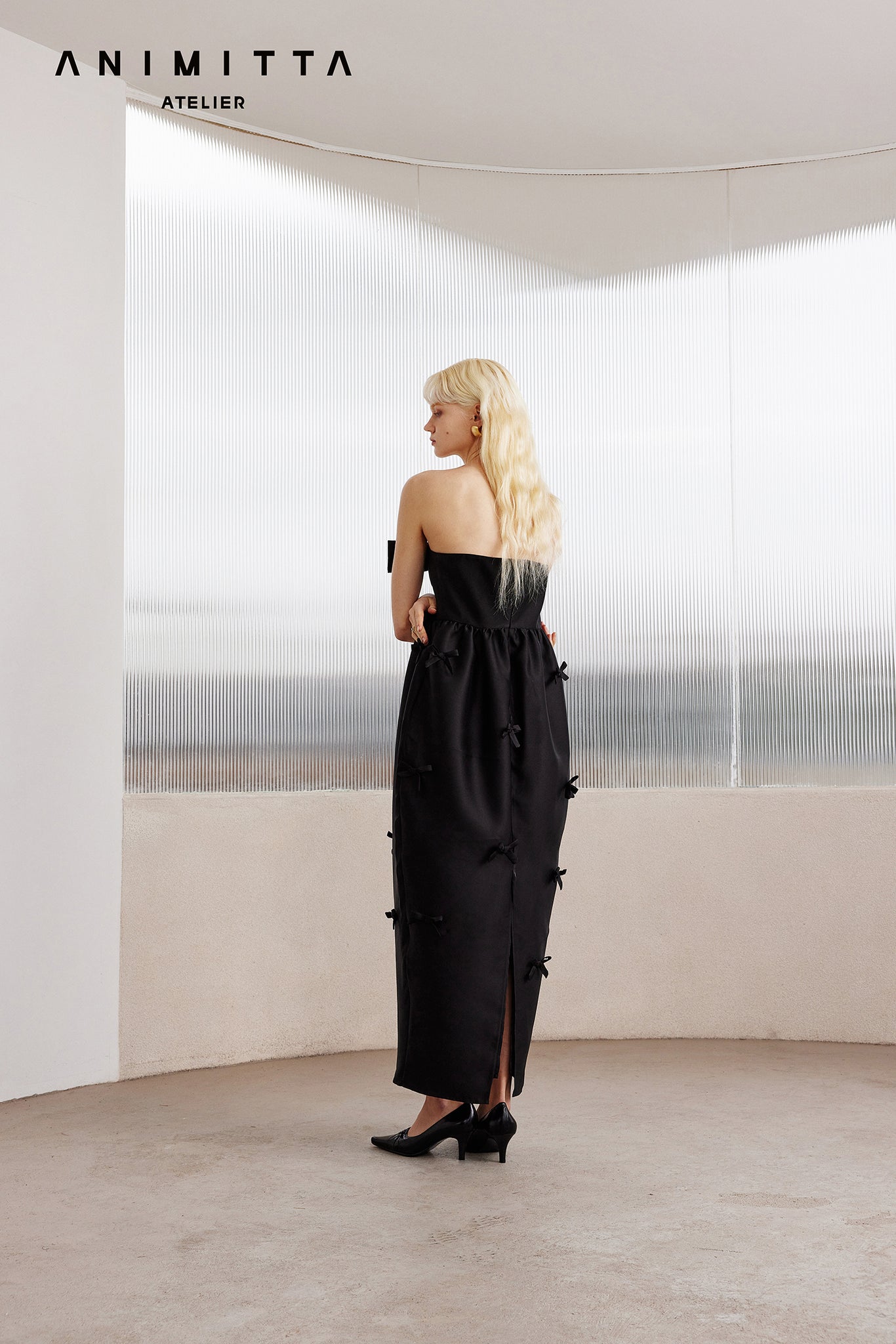Black Silk bow dress
