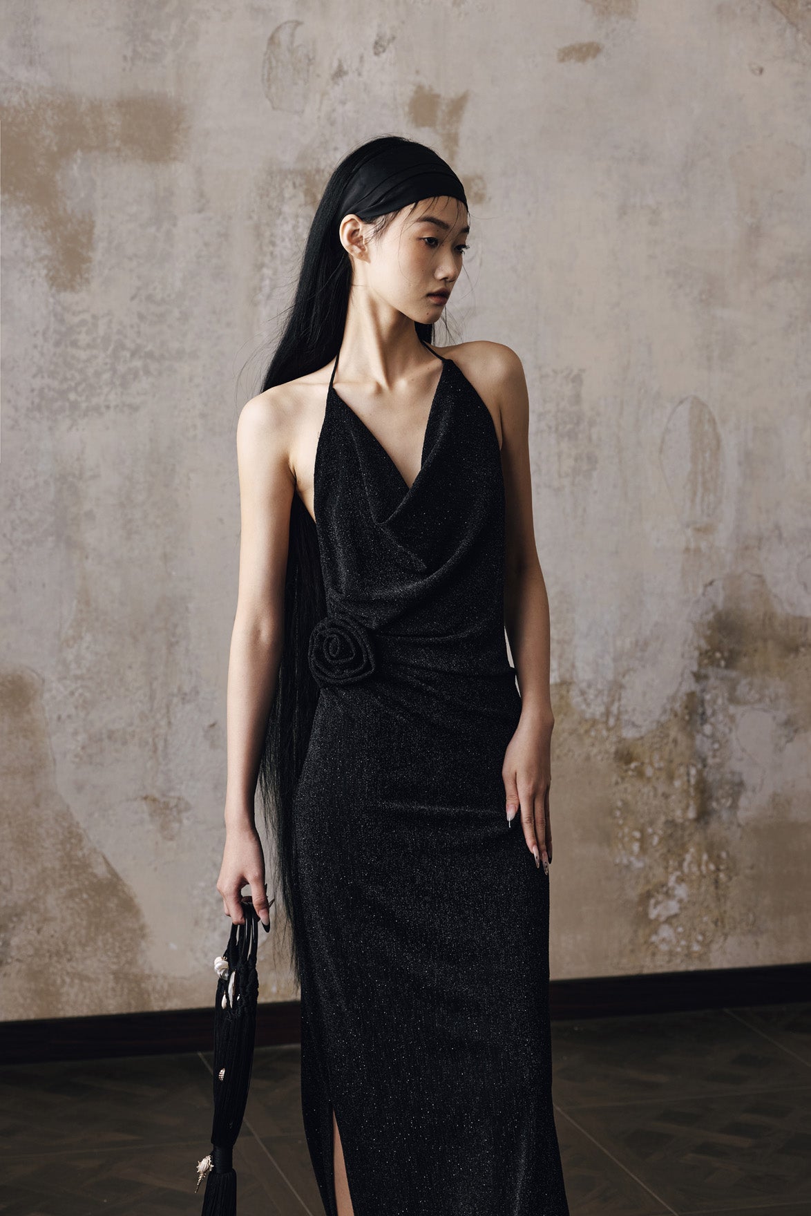 High sway collar dress