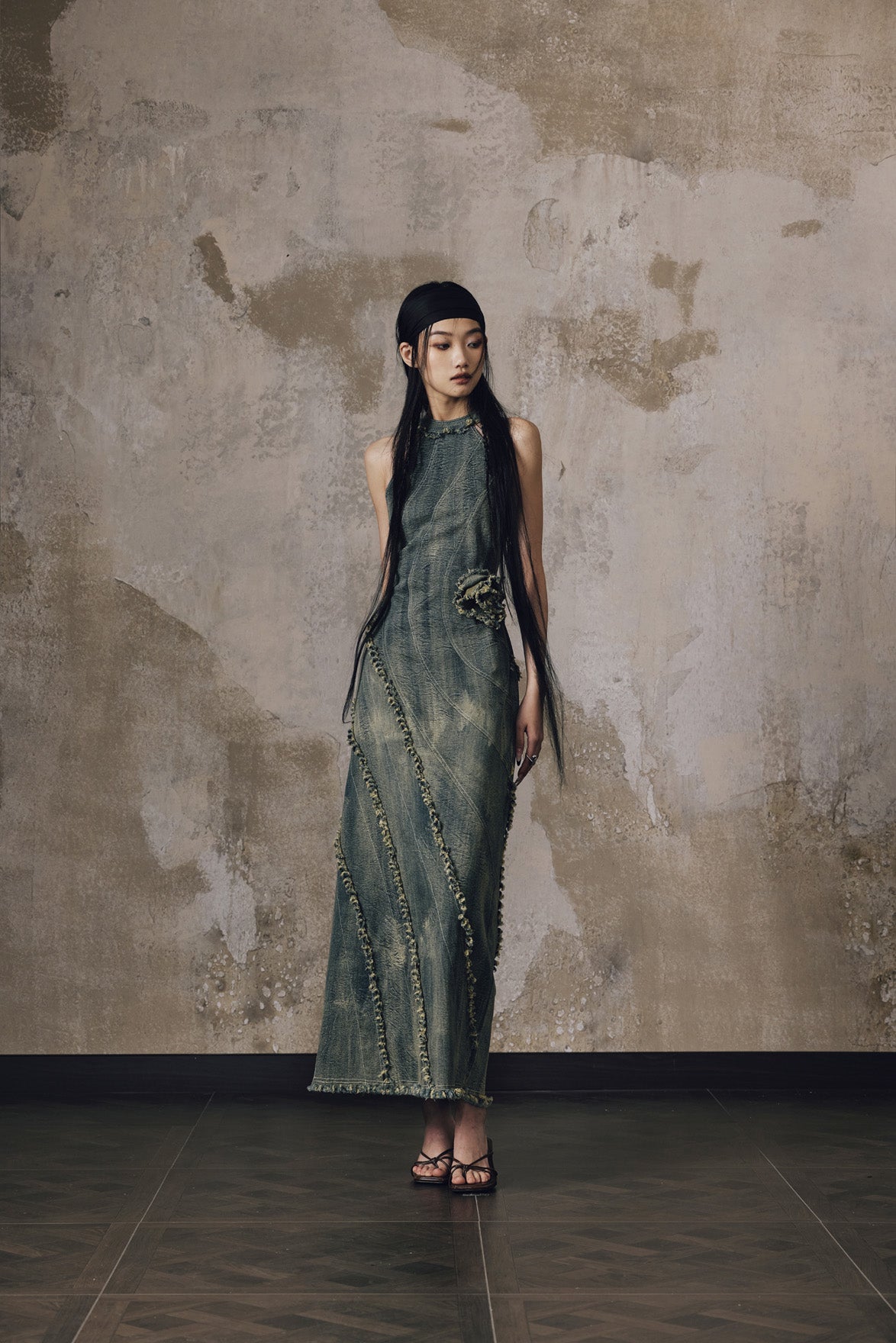 Heavy duty woolen denim dress