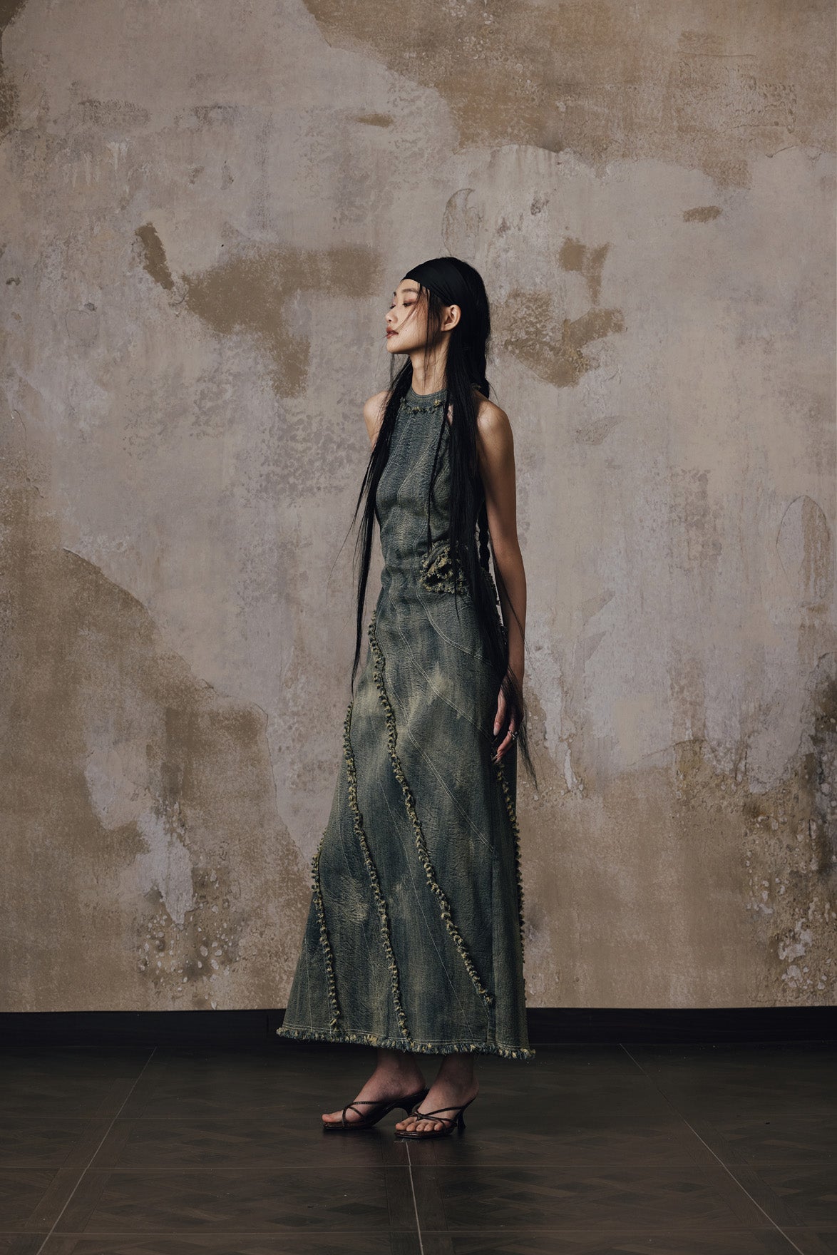 Heavy duty woolen denim dress