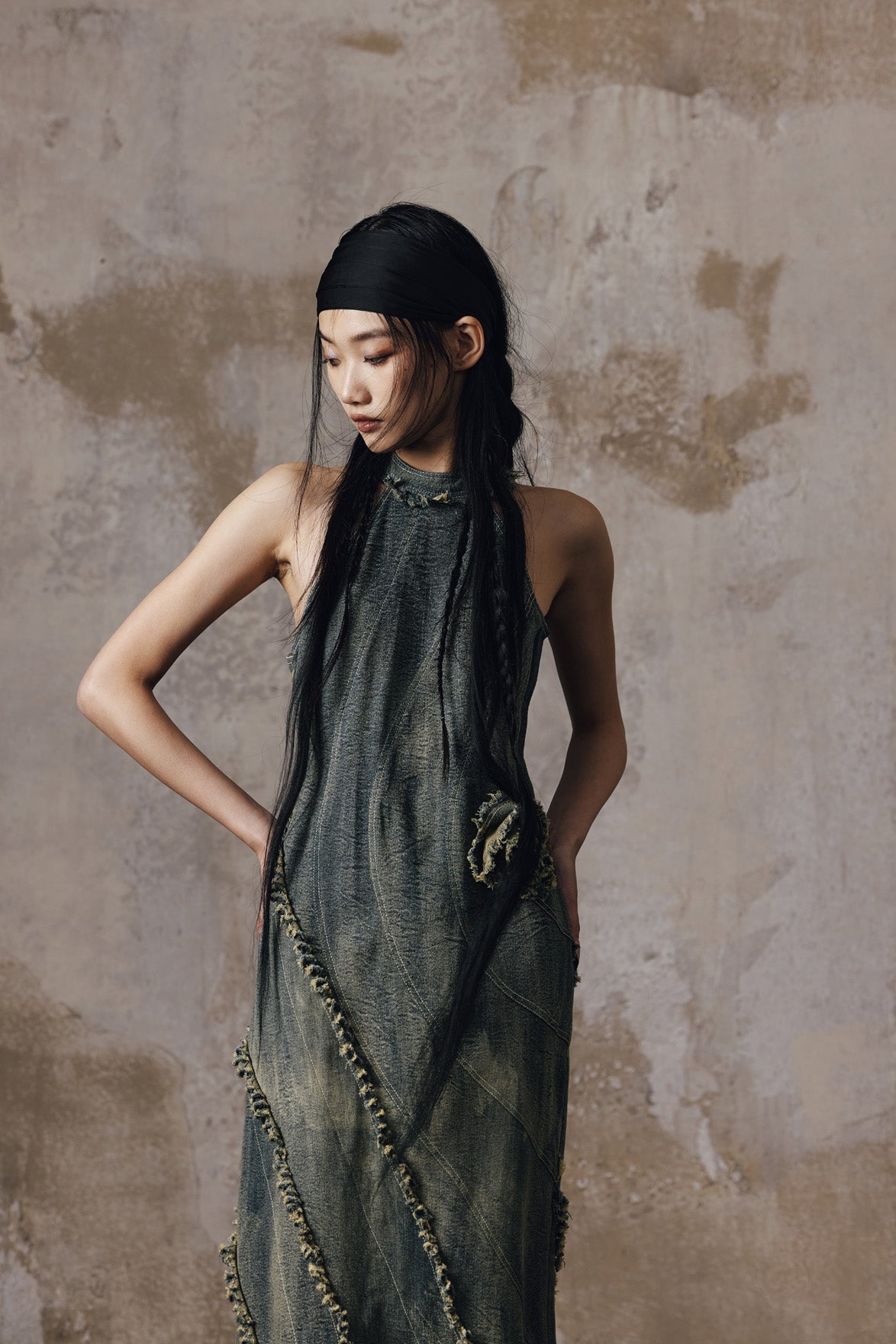 Heavy duty woolen denim dress