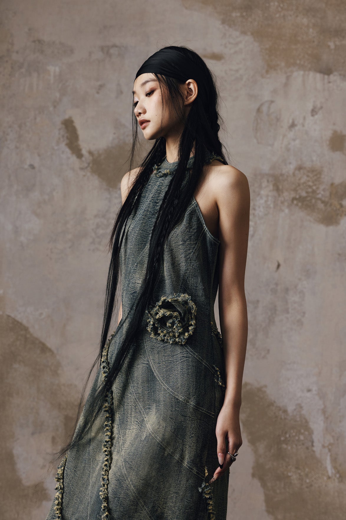Heavy duty woolen denim dress