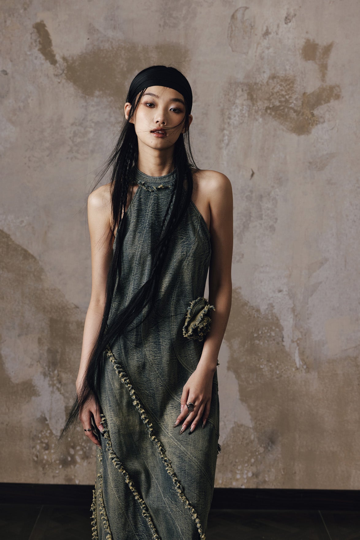 Heavy duty woolen denim dress