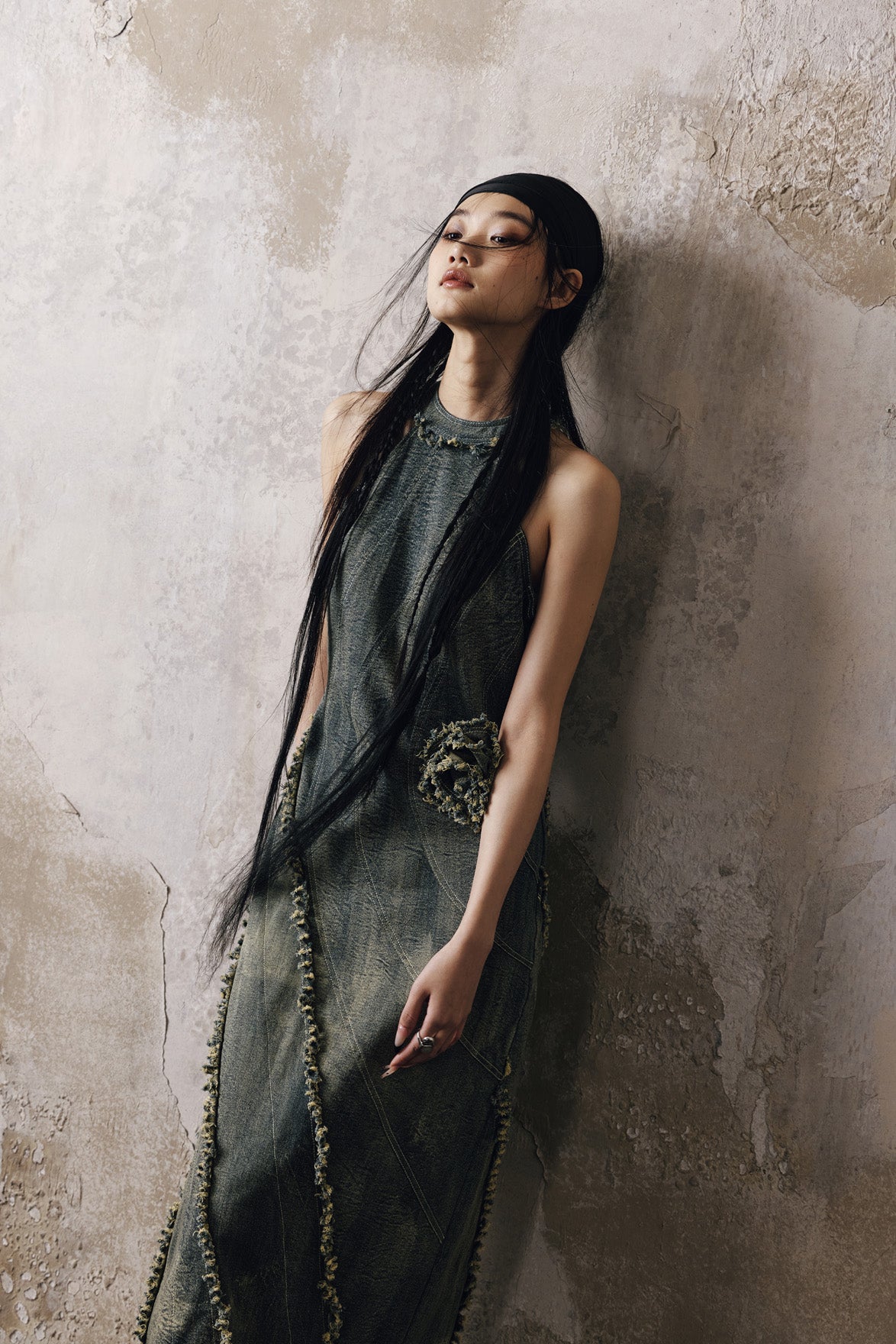 Heavy duty woolen denim dress