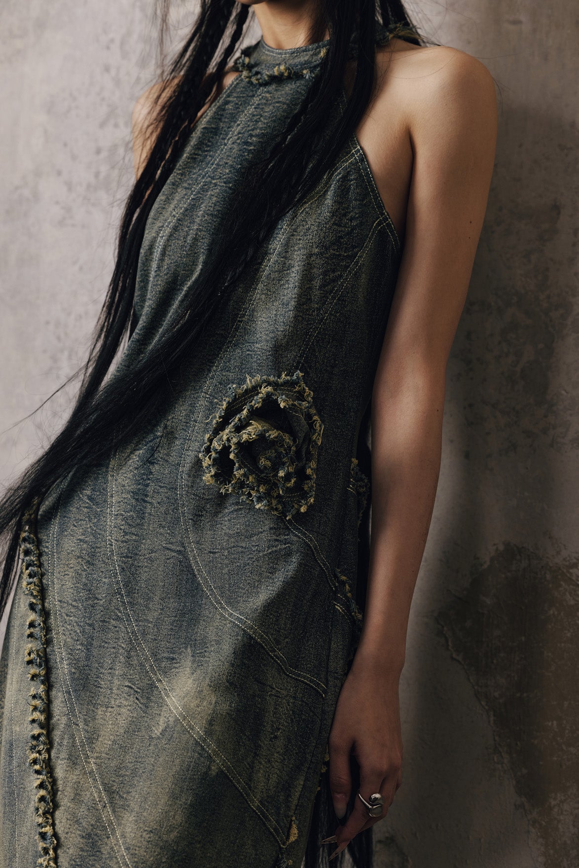 Heavy duty woolen denim dress