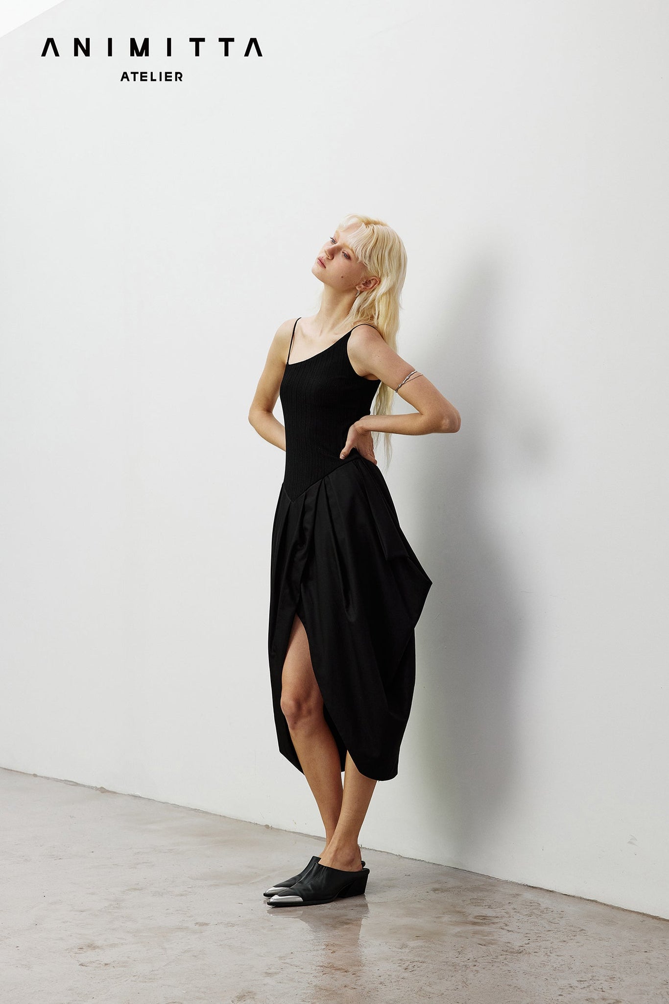 White knitted patchwork irregular dress