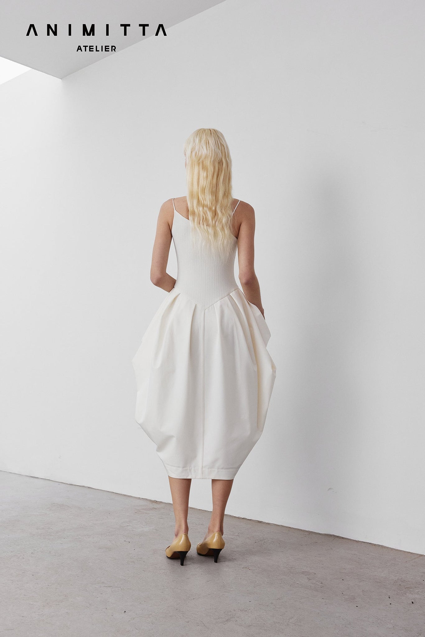 White knitted patchwork irregular dress