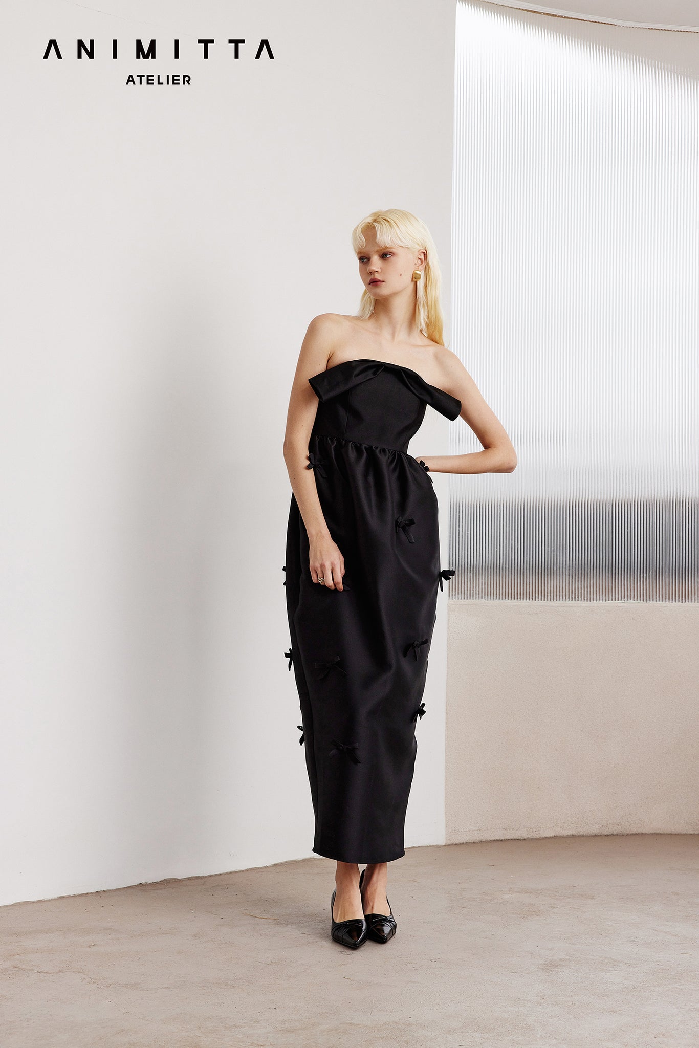 Black Silk bow dress
