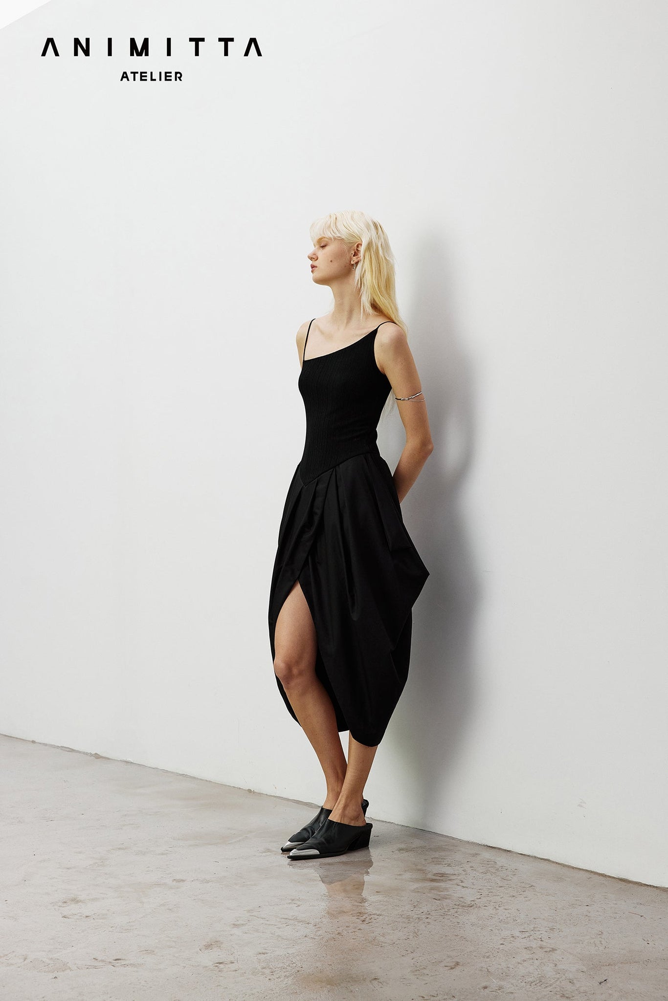 White knitted patchwork irregular dress