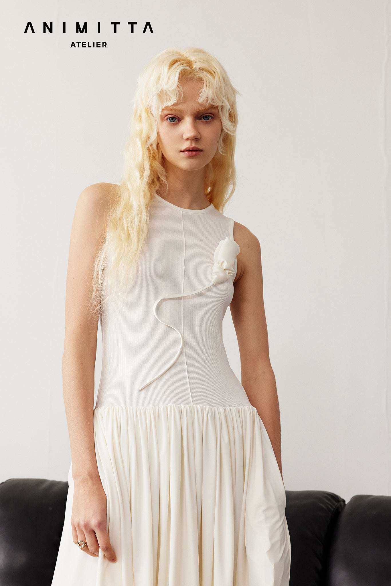 Tulip knit patchwork dress